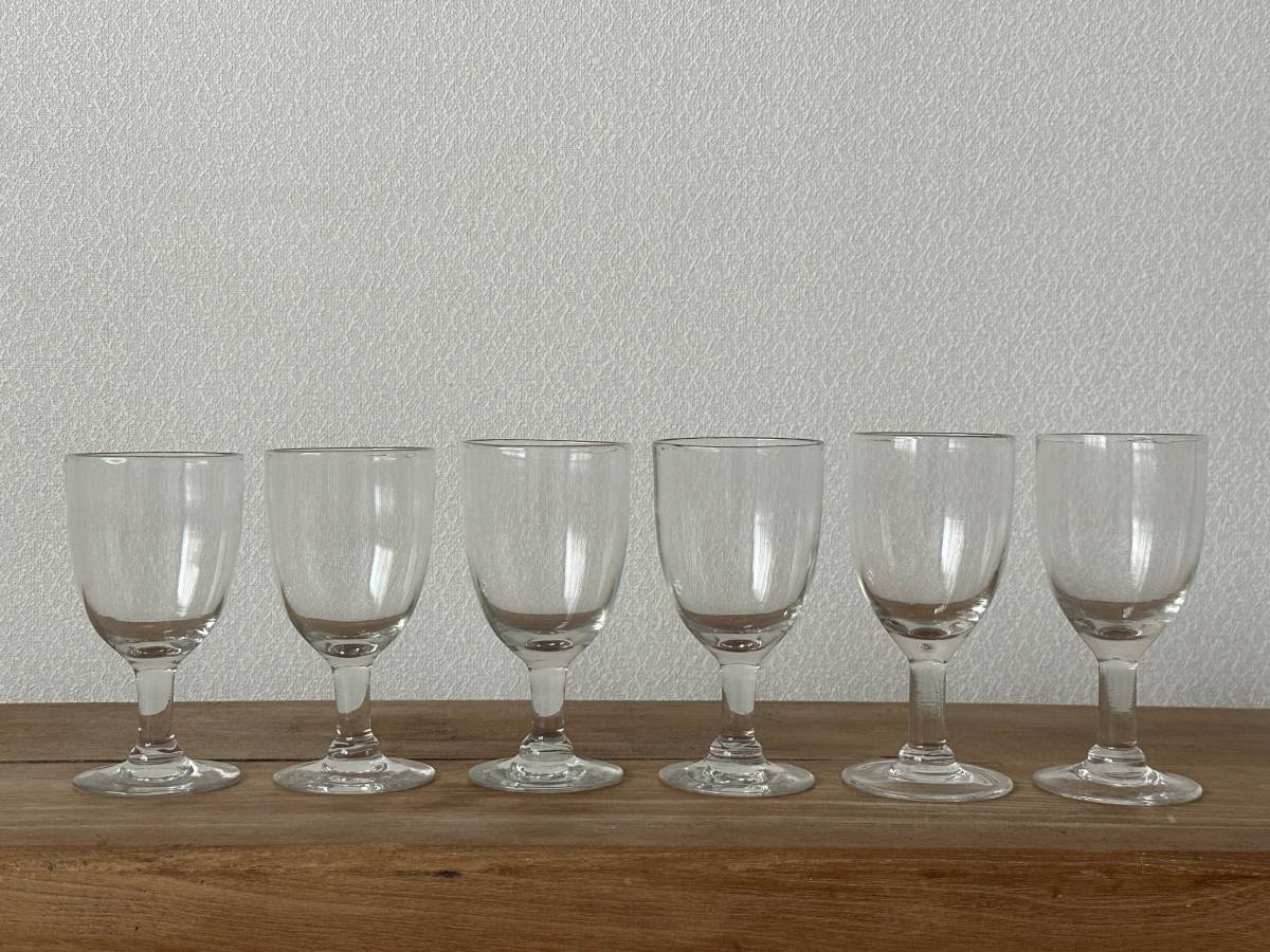 フランス アンティーク ビストログラス 6客セット / 19世紀 手吹き 