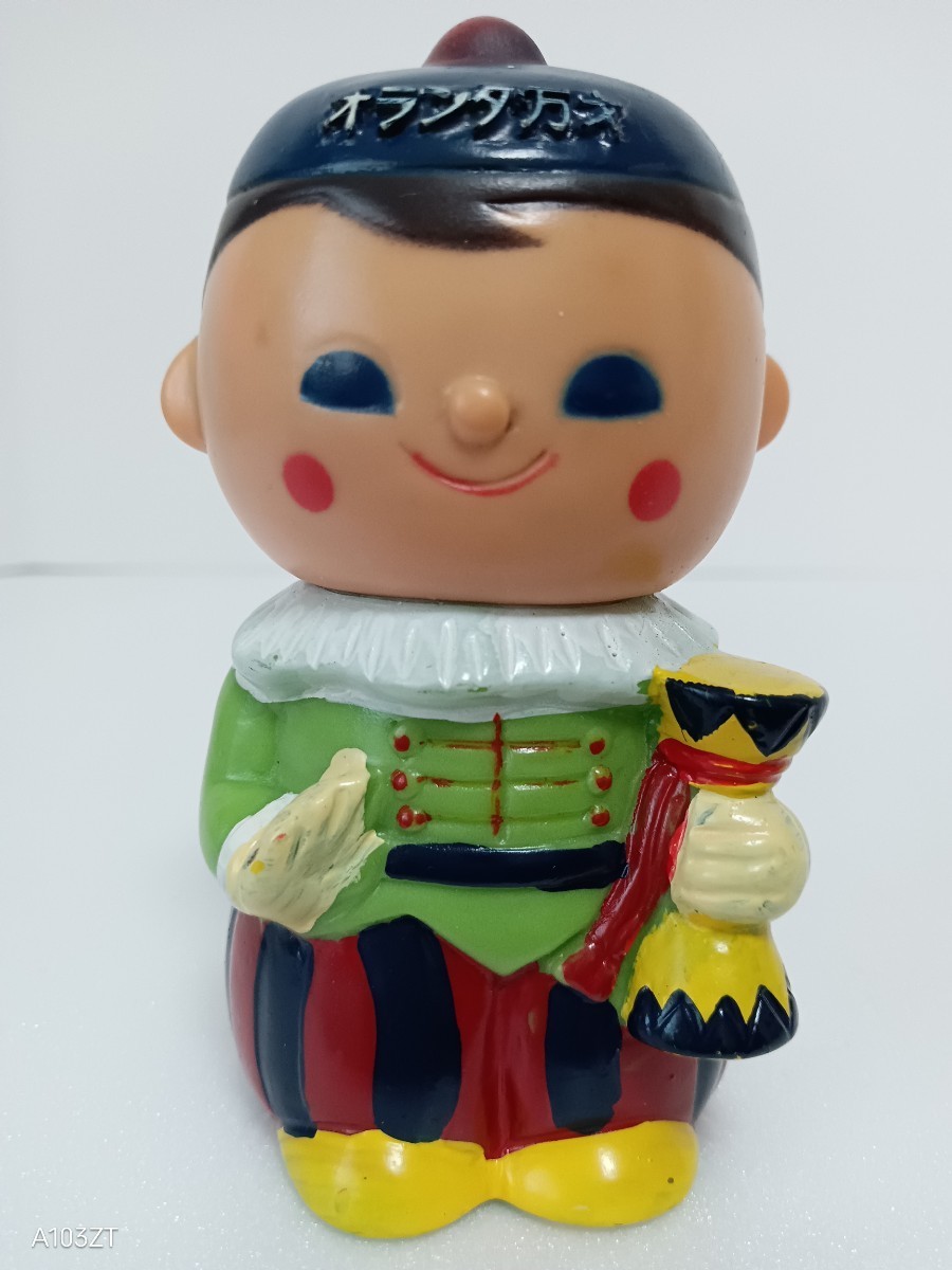 約10.5cm 十八銀行 オランダ万才 ソフビ 貯金箱/昭和レトロ