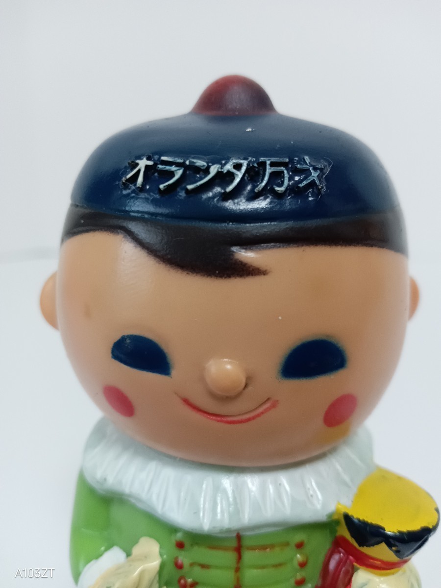 約10.5cm 十八銀行 オランダ万才 ソフビ 貯金箱/昭和レトロ