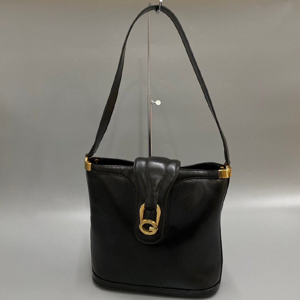 1円 美品 GUCCI オールドグッチ ヴィンテージ G ロゴ 金具 レザー 本革 