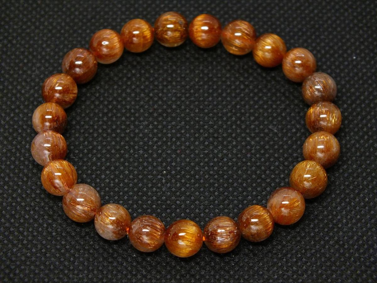 ルチルクォーツ　キャッツアイ　8mm玉　ブレスレット　天然石　パワーストーン