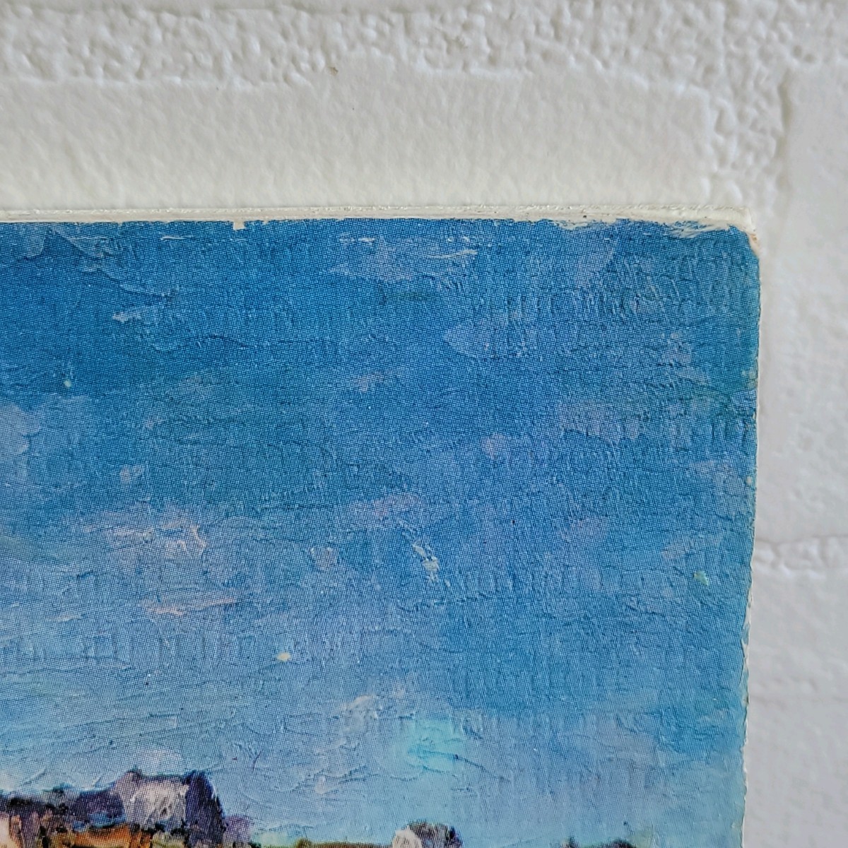 板絵油彩画 「ヨーロッパの漁港」 サイン有り 作者不明19.5×14.9cm