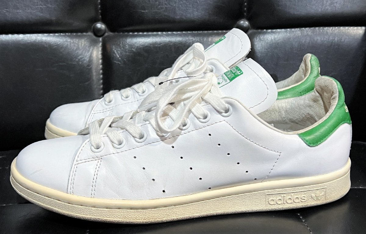 美品 アディダス 15年 天然皮革 ガラスレザー スタンスミス 白緑 27.5cm B24364 adidas STAN SMITH