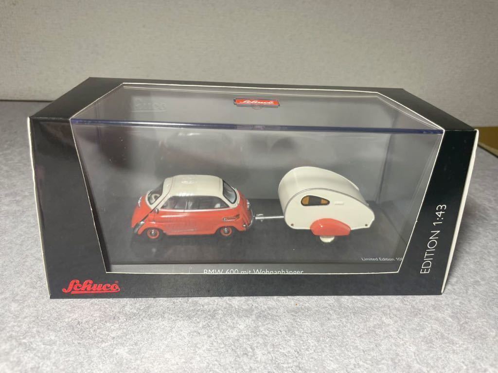 Schuco シュコー 1/43 BMW 600mit Wohnanhanger 02347 オレンジ　キャラバン付き　ミニカー