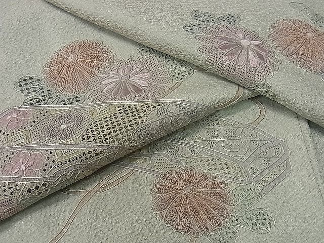 平和屋着物■訪問着　単衣　総刺繍　スワトウ相良刺繍　文箱吉祥花文　逸品　vp5631