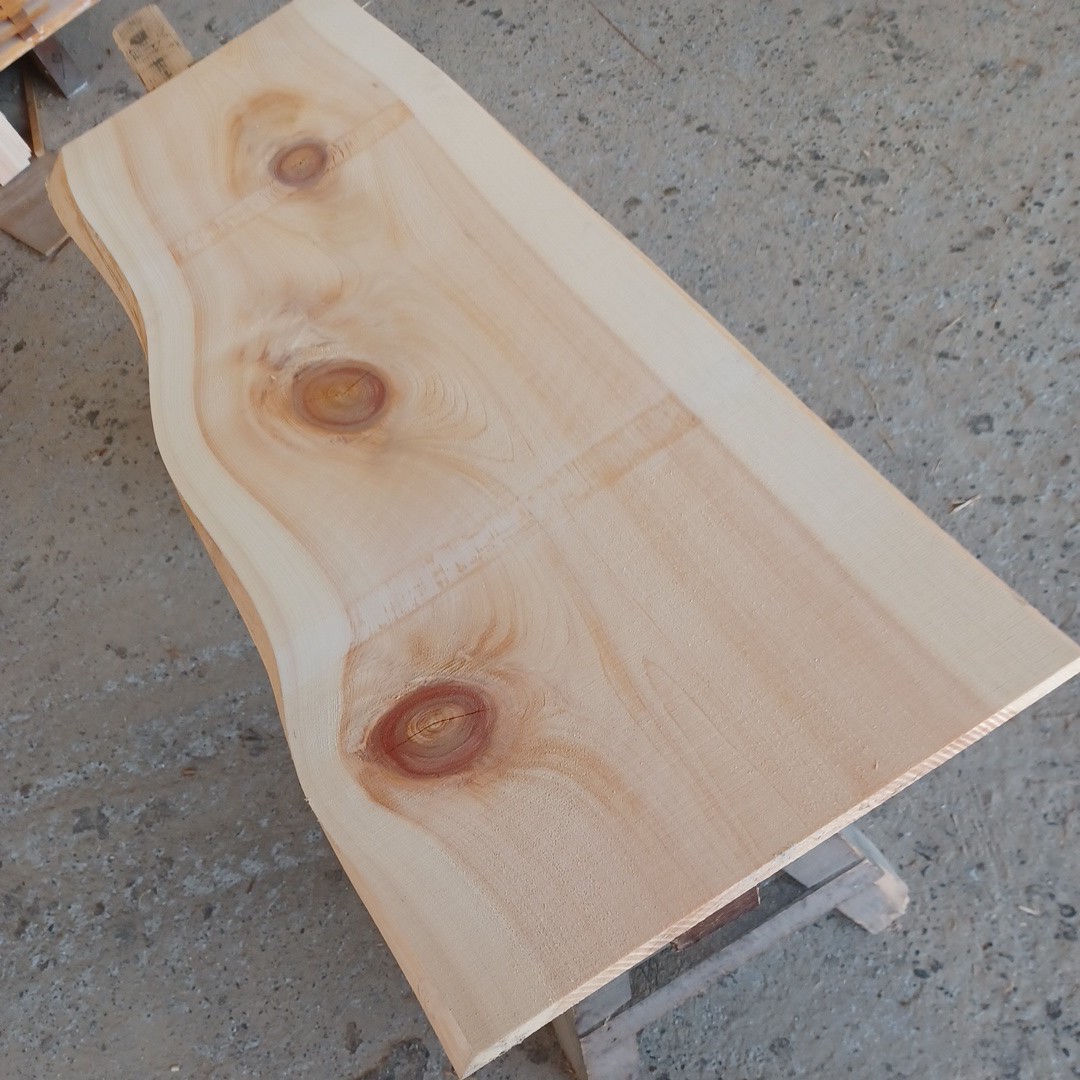 C-1144【101.5×35.8～40×2cm】 国産ひのき　 耳付節板 　テーブル 　カウンター　 看板　 一枚板　 桧 　檜　無垢材　DIY