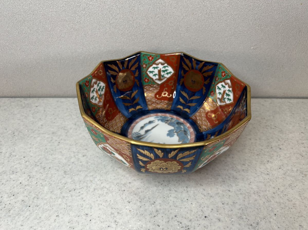 元禄古伊万里 菓子鉢 十角鉢 盛鉢 青藍窯 金彩｜日本の陶磁