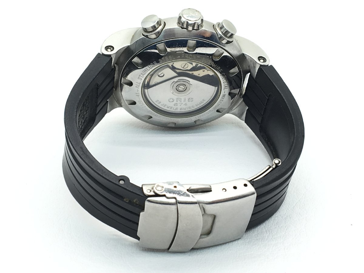 ORIS 7520-41 自動巻き 腕時計 メンズ クロノグラフ 文字盤ブラック 箱 