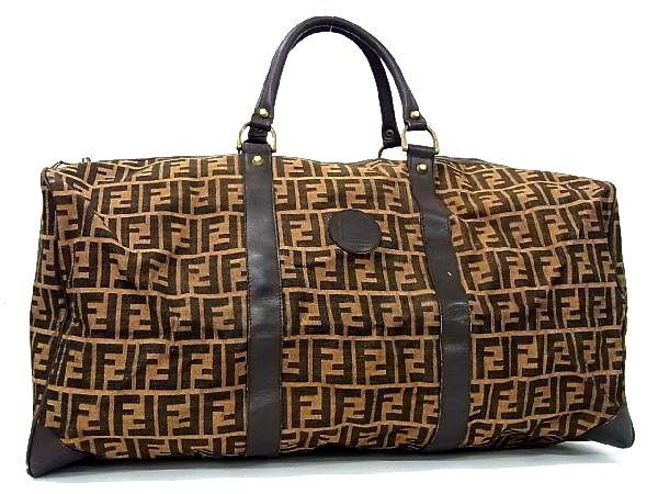 1円 FENDI フェンディ ズッカ柄 キャンバス ボストンバッグ