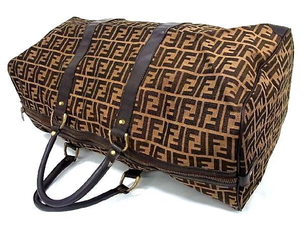 1円 FENDI フェンディ ズッカ柄 キャンバス ボストンバッグ