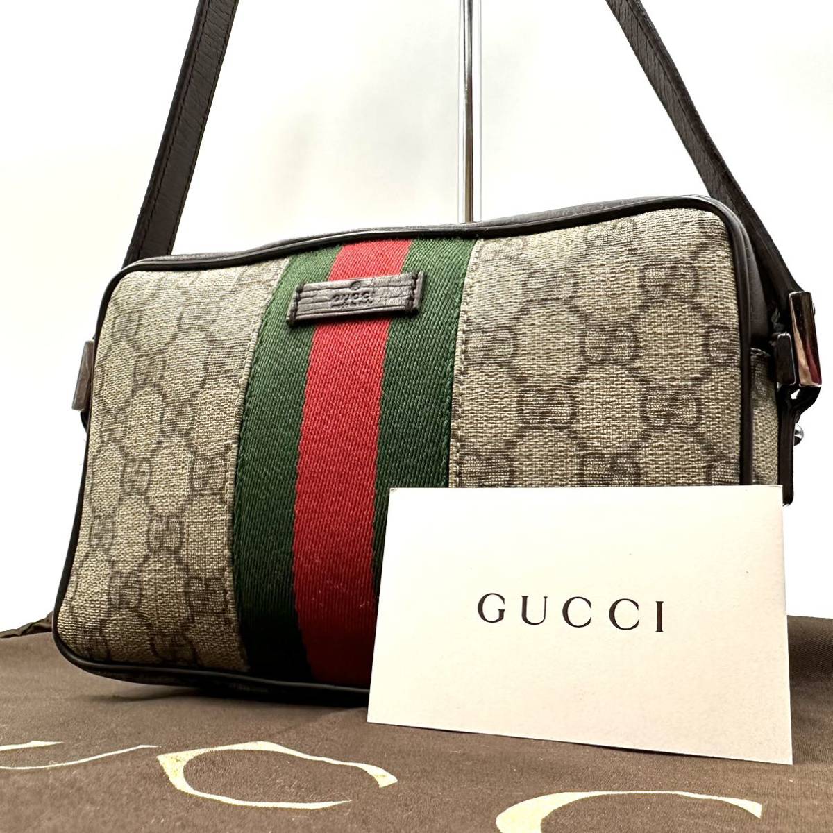 GUCCIグッチ GG柄 シェリーライン PVC×レザー クラッチバッグ ポーチ GUCCI グッチ シェリーライン GG柄 PVCレザー ポーチ