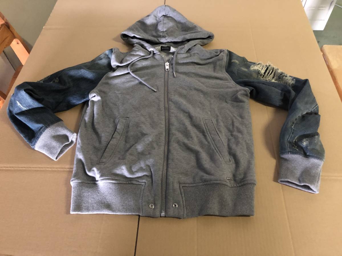 DIESEL パーカー 袖ダメージデニム 美品 【公式通販】