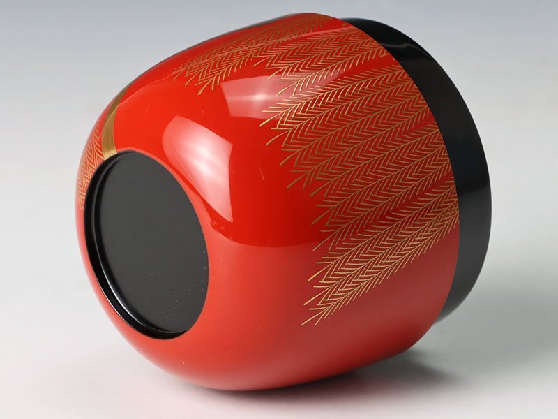 【古美味】出口幸甫 柳蒔絵朱塗中棗 茶道具 保証品 8GMy