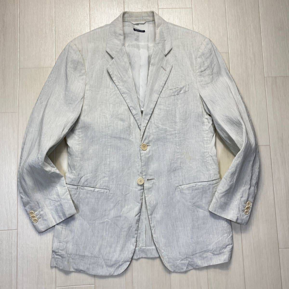 アルマーニ/GIORGIO ARMANI】清涼ストライプ☆ 麻×絹 リネンテーラード