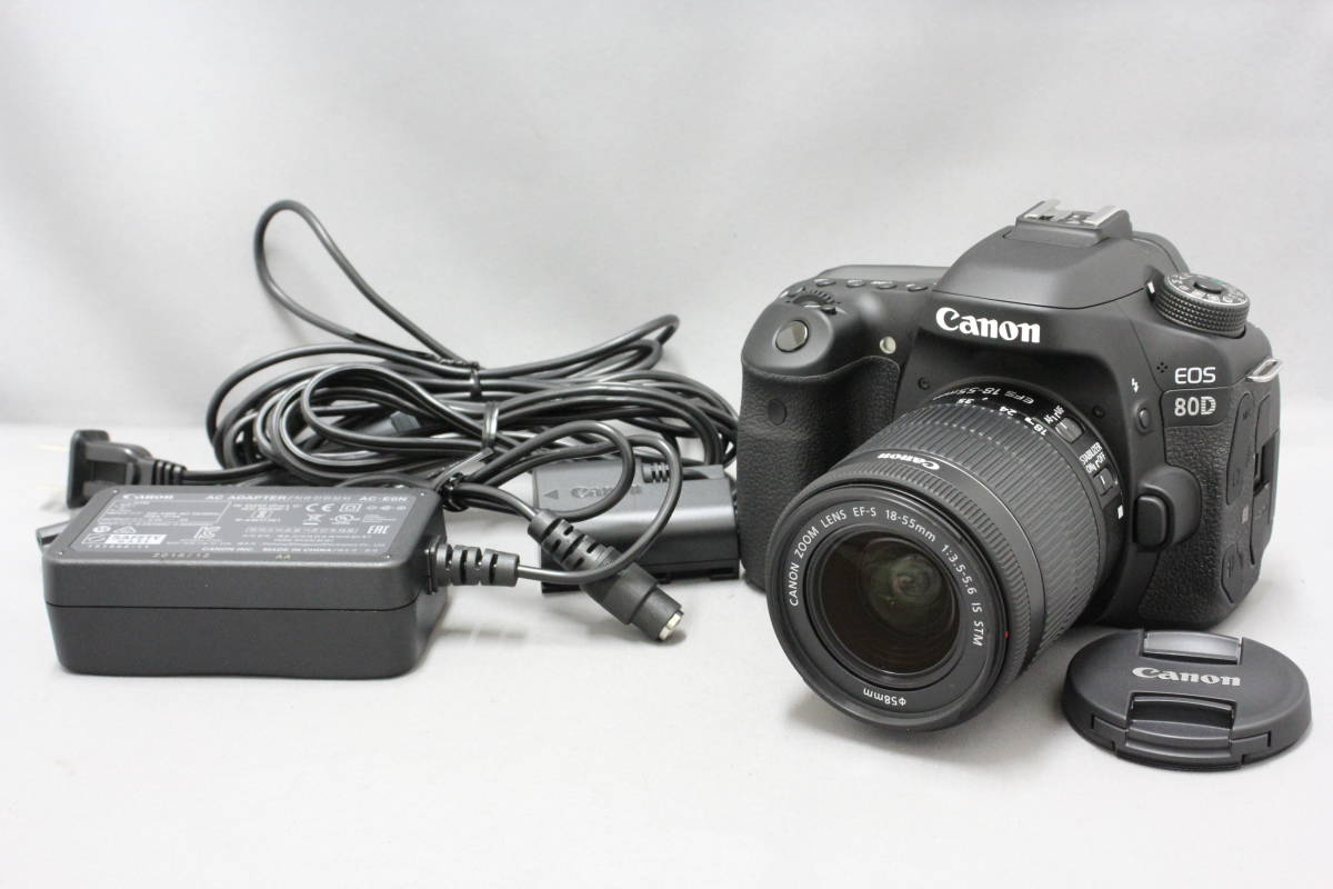 ■アキバカメラ■　No.337/499 キヤノン（Canon） EOS 80D + EF-S 18-55mm F3.5-5.6 IS STM 動作確認済ですが付属品少ないので難あり品です