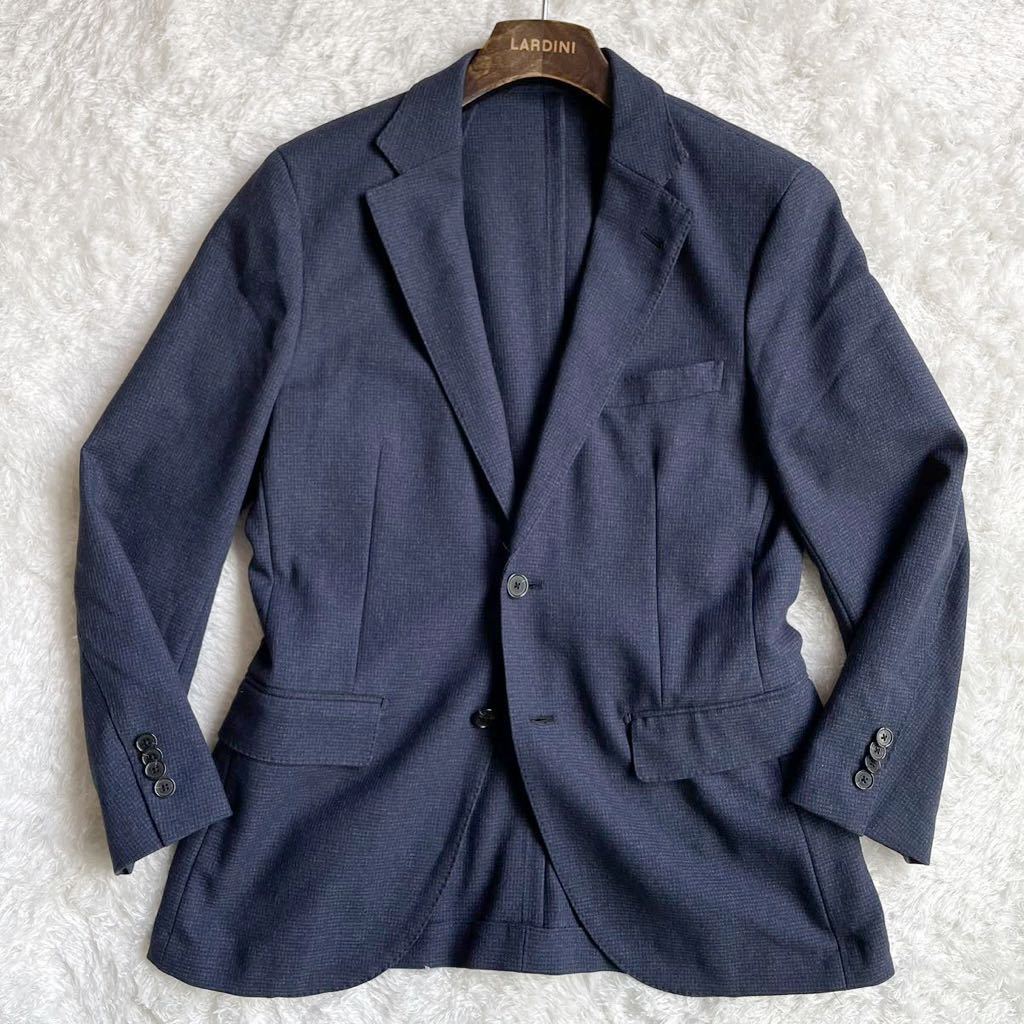 《MACKINTOSH PHILOSOPHY:マッキントッシュ》春夏 ストレッチポリ『TROTTER/トロッター』千鳥柄 ネイビー テーラードジャケット(38R/M位)