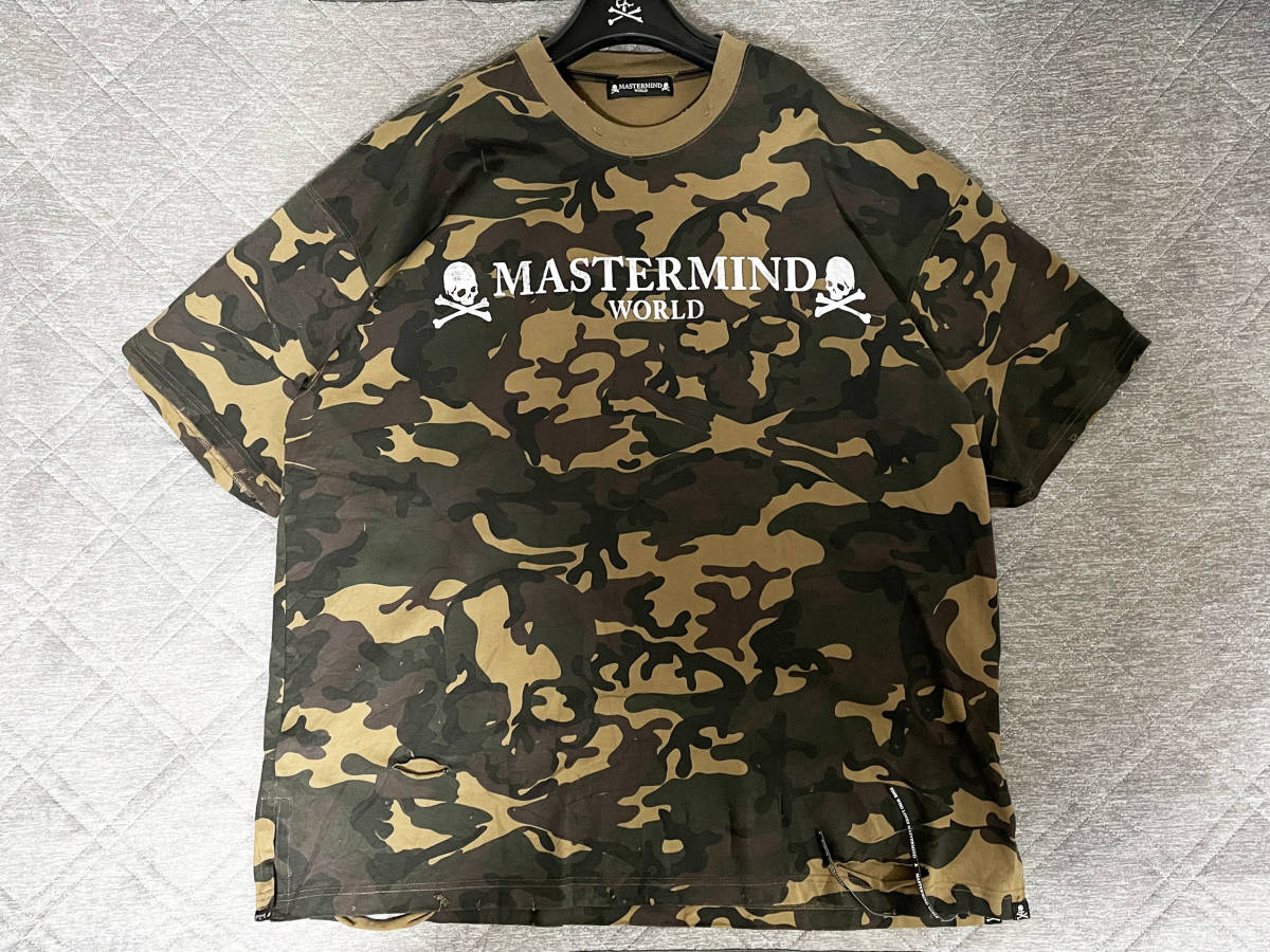 最終【正規品】未使用品☆17FW MASTERMIND WORLD ダメージ加工 迷彩柄 