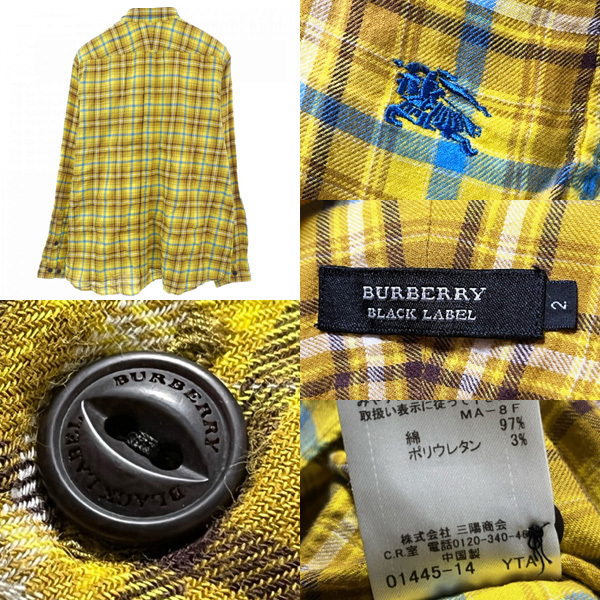 春夏】美品！2(M)☆ホース刺繍×チェック柄☆ バーバリーブラック