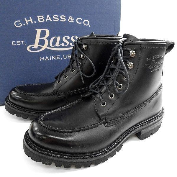 G.H.BASS&CO. ジーエイチバス 定価3.3万 オイルドレザー×vibramソール ミドルブーツ レザーシューズ BA15140 Bk US:9 ▲045▼bus9708b