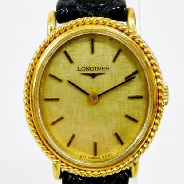☆ LONGINES ロンジン 手巻き 817 SWISS 4334 ゴールドカラー レディース 腕時計