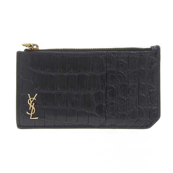 中古】SAINT LAURENT サンローラン レザー TINY MONOGRAM クロコ