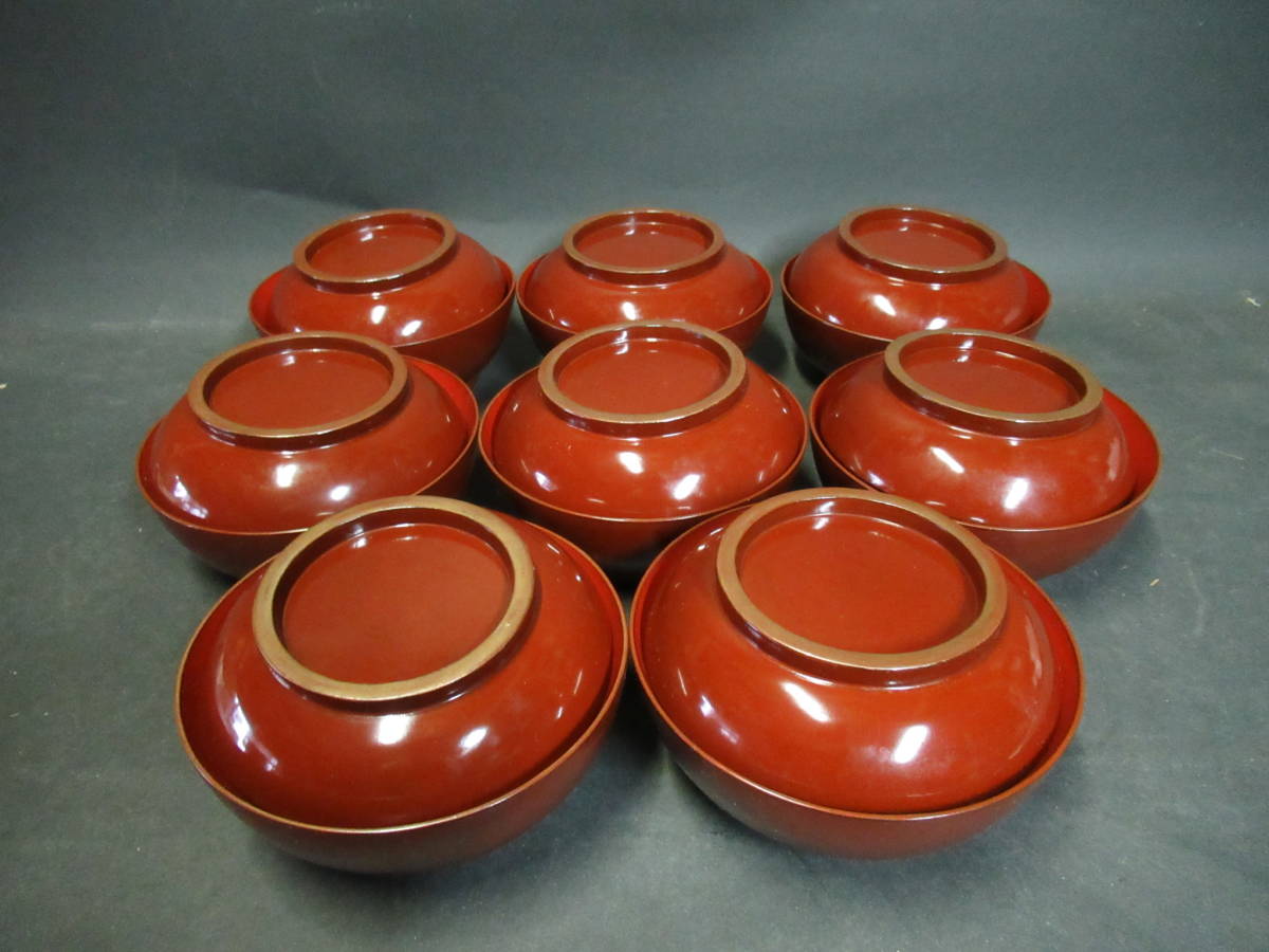 【広吉堂】輪島塗　菓子椀　木製　漆器　時代物　8客　F