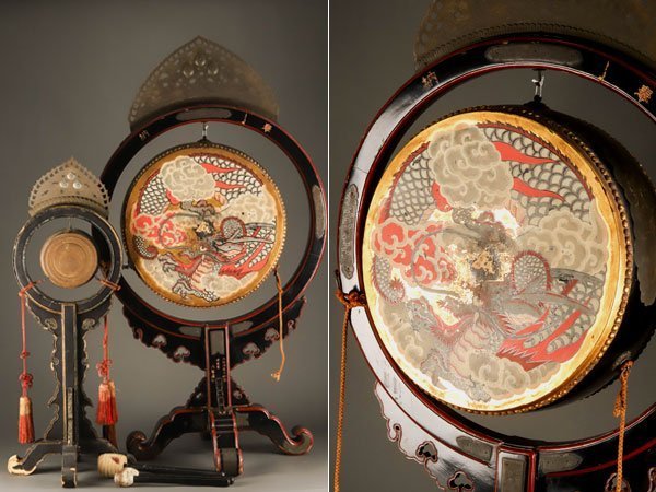 火焔太鼓 桴付き 仏教美術 大型 時代物 寺院 仏具 仏教法具 日本伝統