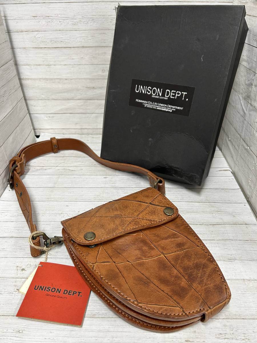 【08】⑦UNISON DEPT.／ユニゾンデプト シザーケース 日本製/本革/キャメル 未使用保管品