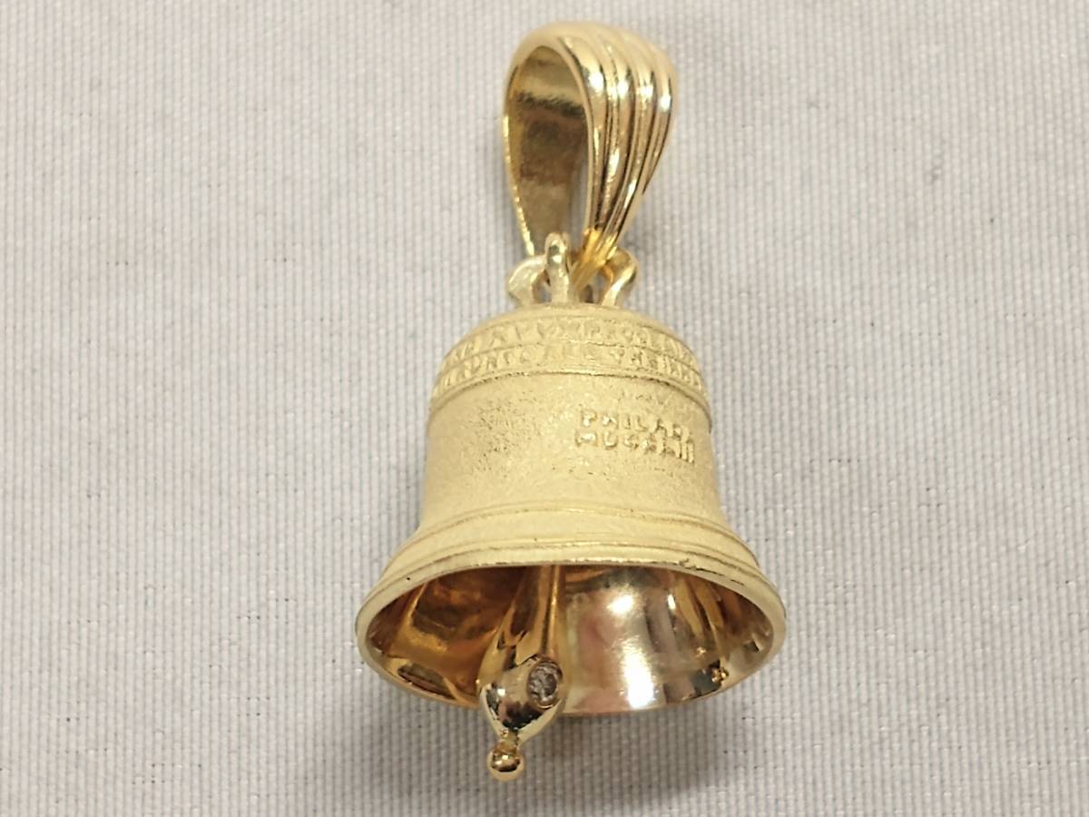 K18 ペンダントトップ2点 ダイヤ0.06ct リング K18 ダイヤ0.02ct ペンダントトップ 5.2g ベル/鈴モチーフ 小さな音