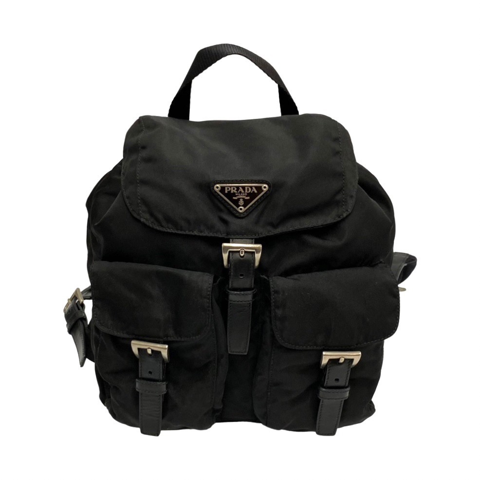 極 美品 PRADA プラダ 三角ロゴ 金具 ナイロン レザー 本革 ベルト