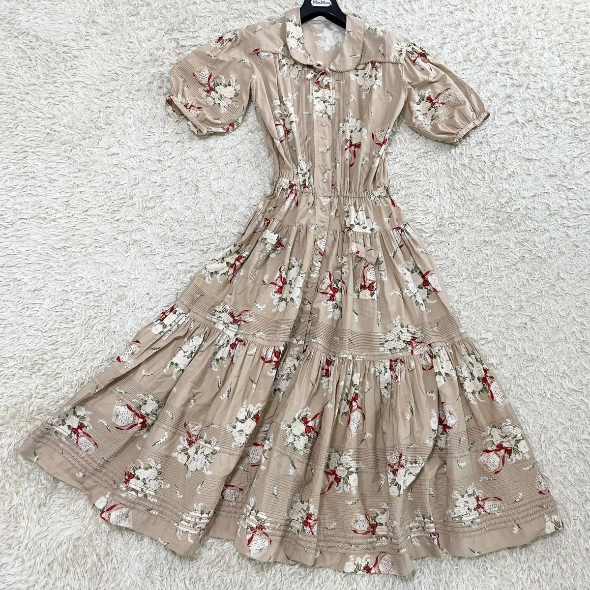 美品☆ ピンクハウス PINKHOUSE ☆ フリル ロングワンピース フラワー