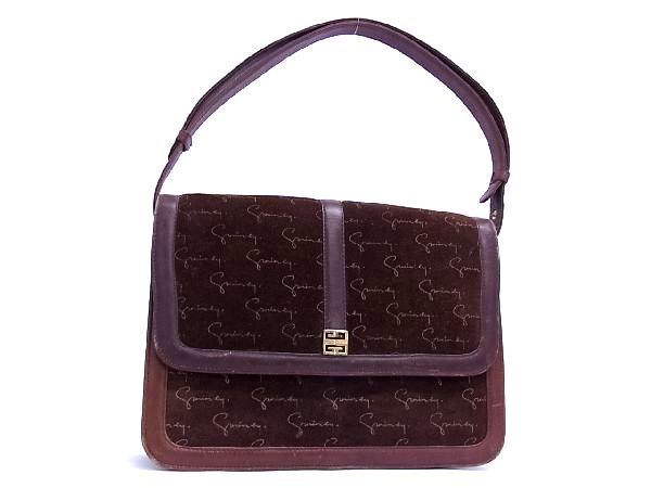 1円 GIVENCHY ジバンシィ ヴィンテージ スエード×レザー ワンハンドル 