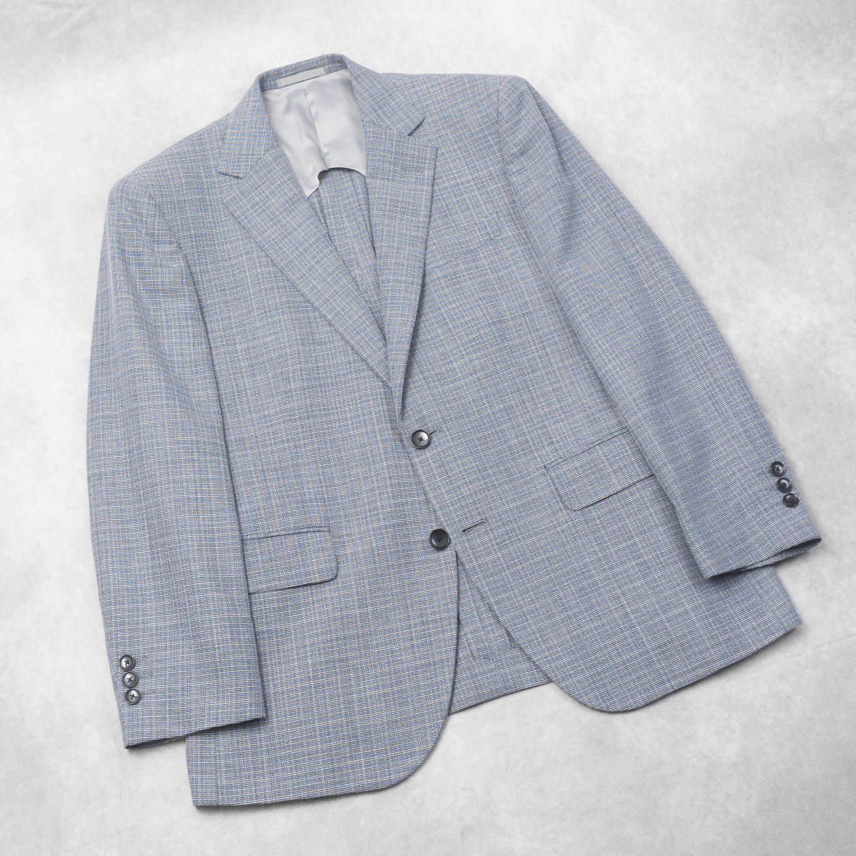 上質尾州リネン混ジャケット『CAFE SOHO』AB4(c94-w84-t165) ブルーグレー カフェソーホー メンズ 管理2117