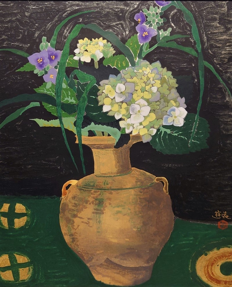 真作保証小倉遊亀「富士」百寿記念 日本画6号 直筆サイン 共シール