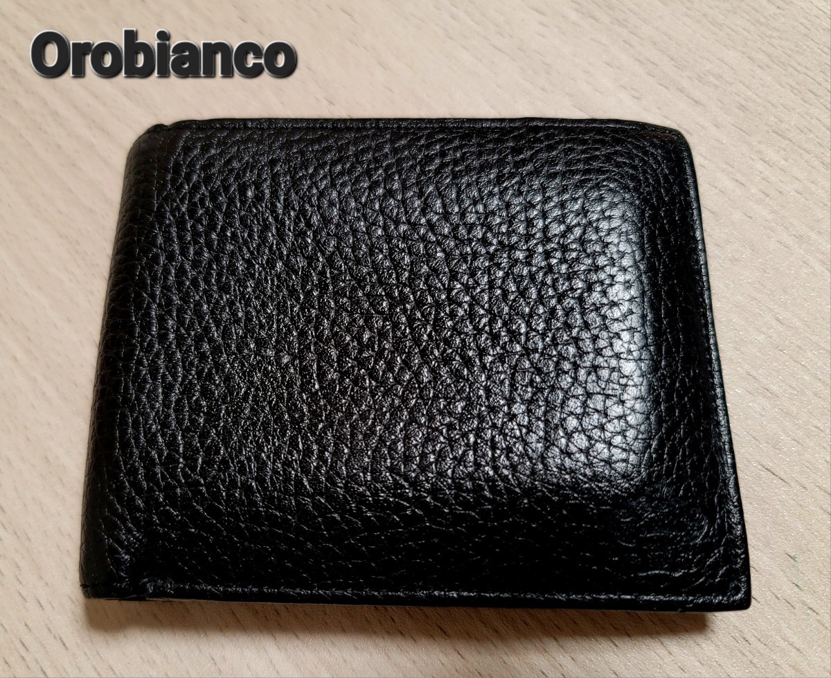 Orobianco】オロビアンコ 二つ折り財布 ブラック レザー メンズ 美品