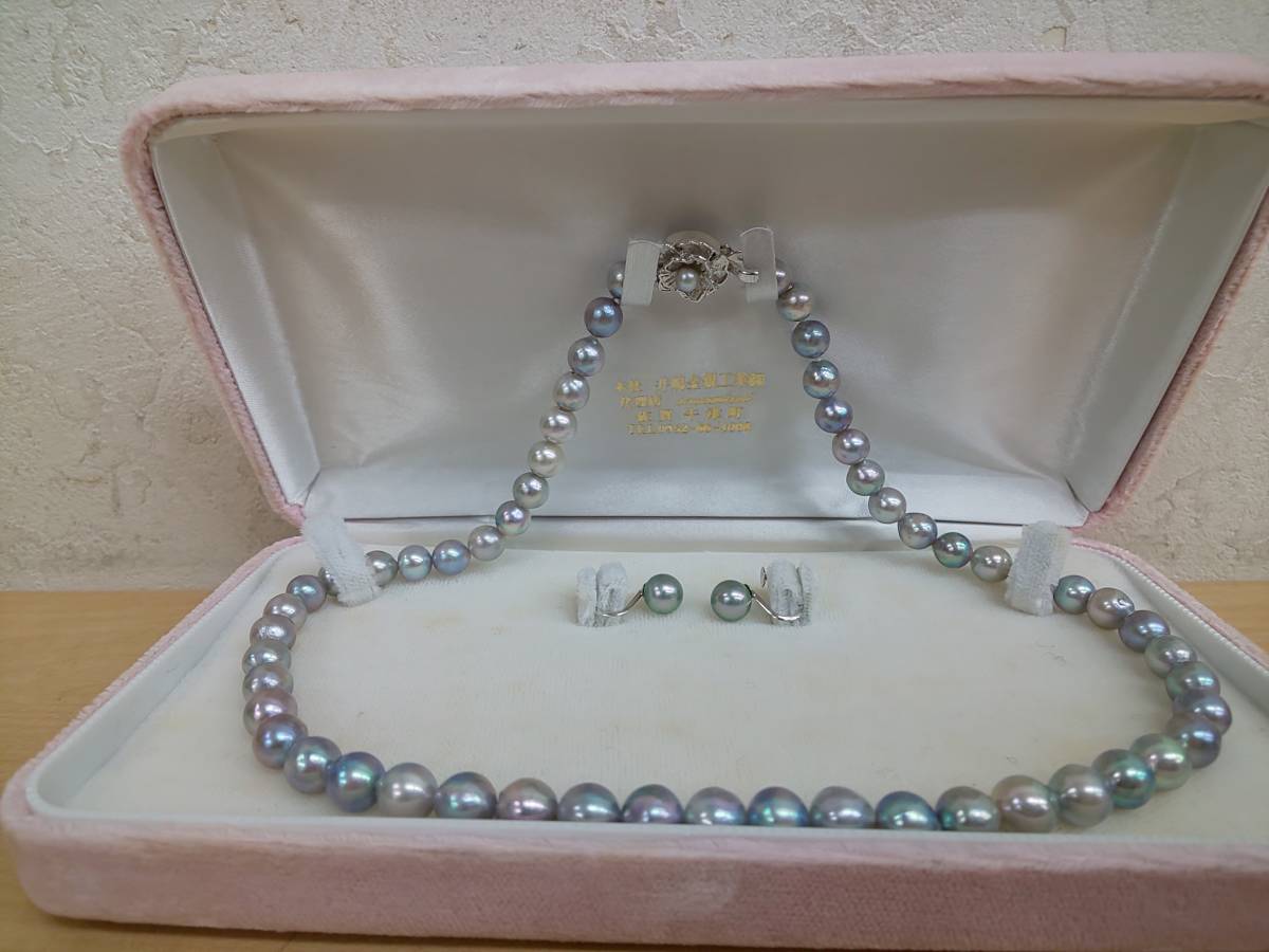43192◇天然真珠 パール ネックレス 留め具シルバー 40