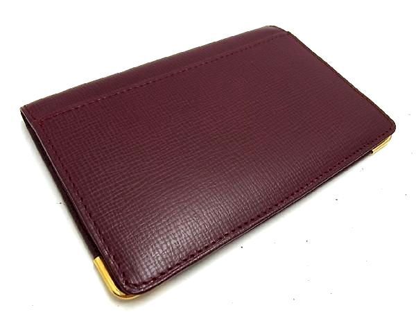 1円 ■美品■ Cartier カルティエ マストライン レザー 二つ折り カードケース パスケース 名刺入れ カード入れ ボルドー系 BD2209