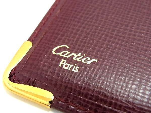 1円 ■美品■ Cartier カルティエ マストライン レザー 二つ折り カードケース パスケース 名刺入れ カード入れ ボルドー系 BD2209