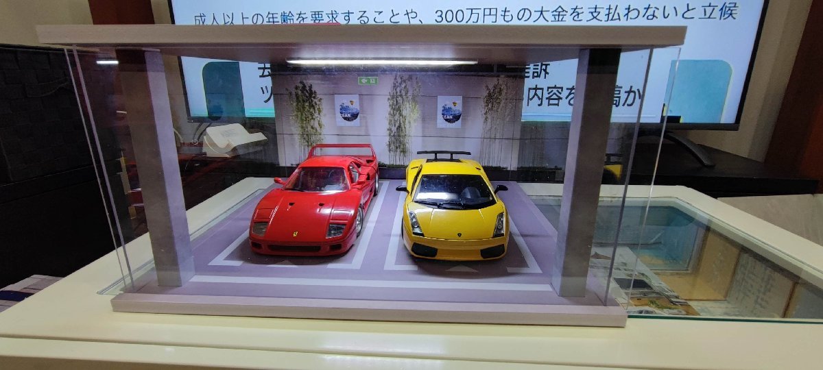 ジオラマガレージ カーガレージ ディスプレイケース1/18 USB LED照明 2