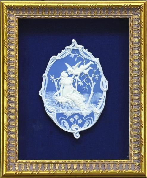 陶板画 カメオ 天使と美女 細密細工 陶板画 カメオ 天使と美女 細密細工