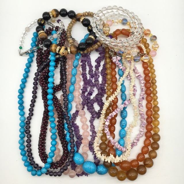 R347 アクセサリー おまとめ 天然石 カラーストーン アメジスト ネックレス ブレスレット ビンテージ イミテーション 大量 まとめ売り