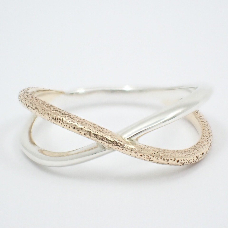 agete - アガット K10×シルバー コンビ クロス リング⁄24-3261Sの通販