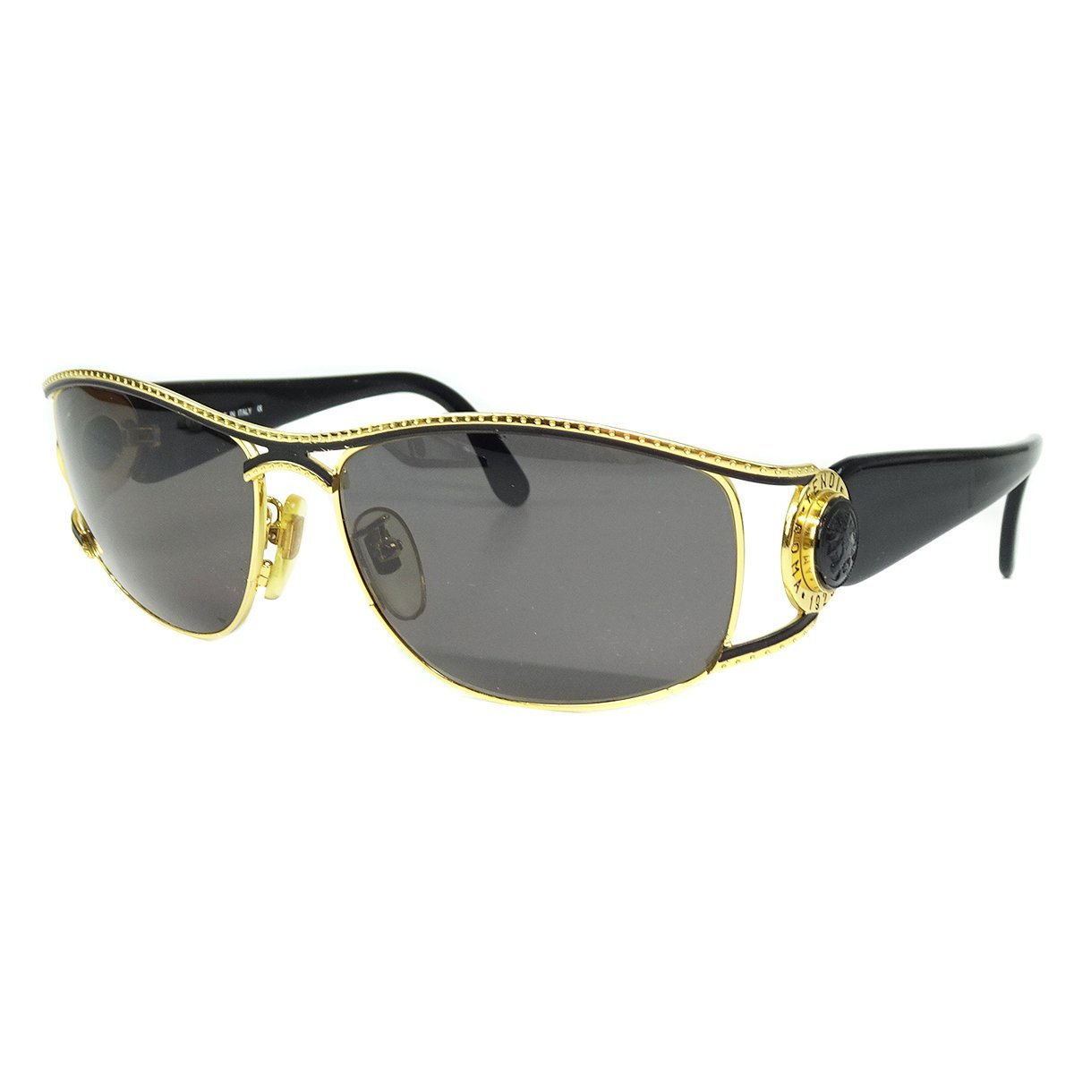 ☆A2072 良好 フェンディ ロゴ金具 サングラス ゴールド×ブラック