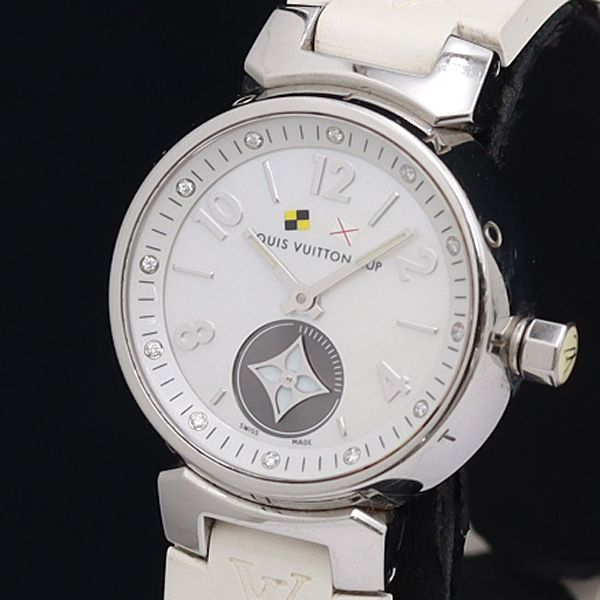 1円 稼働 良品 ルイヴィトン タンブール Q12M0 QZ シェル文字盤 レディース腕時計 OGH 0745800