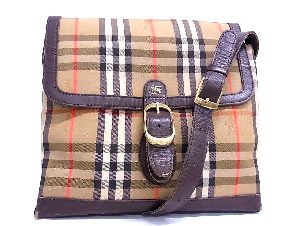 1円 Burberrys バーバリーズ ノバチェック ナイロン クロスボディ ショルダーバッグ 斜め掛け 肩掛けかばん レディース ブラウン系 BD3079