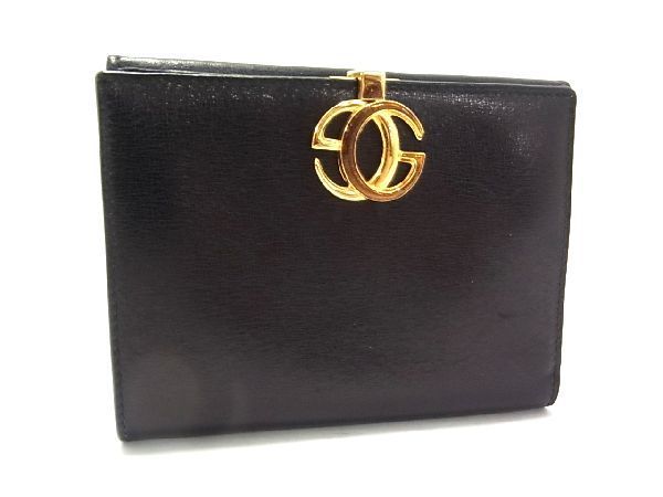 1円 ■美品■ GUCCI グッチ オールドグッチ ヴィンテージ レザー 二つ折り 財布 ウォレット 小銭入れ 札入れ ブラック系 AM1544