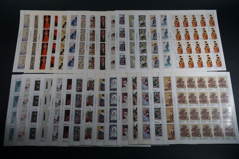 (464)日本切手 近代美術シリーズ第1集~第16集全16集完 シート32枚 未使用 美品 ヒンジ跡なしNH 額面35200円 1979年昭和54年