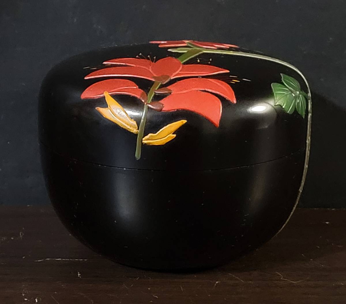 漆器 椀 5個セット 秋の3色柄 黒赤 螺鈿 琉球漆器 椀