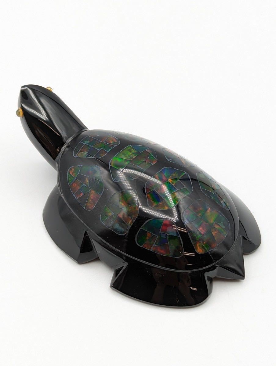 黒曜石メキシコオパール亀大型