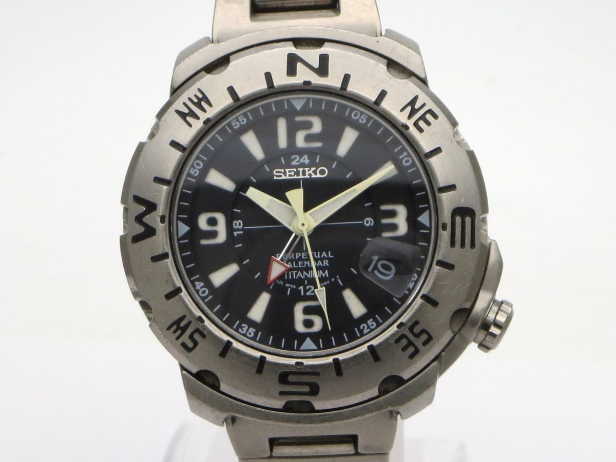 激レア稼働品☆電池交換＆カレンダー設定済☆セイコー GMT チタン 8F56